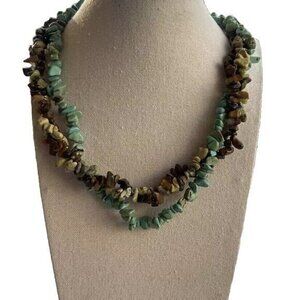 Vintage Native American Navajo Turquoise chunk Bead multi strand Necklace 21”